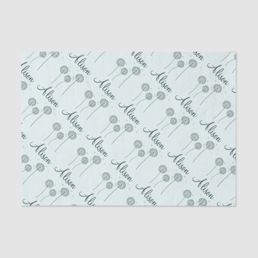 Papier Mousseline Mini Mint Blanc Dandelion Nom Cute Floral (Recto)