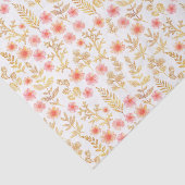 Papier Mousseline Mini or et corail floraux (Détail)