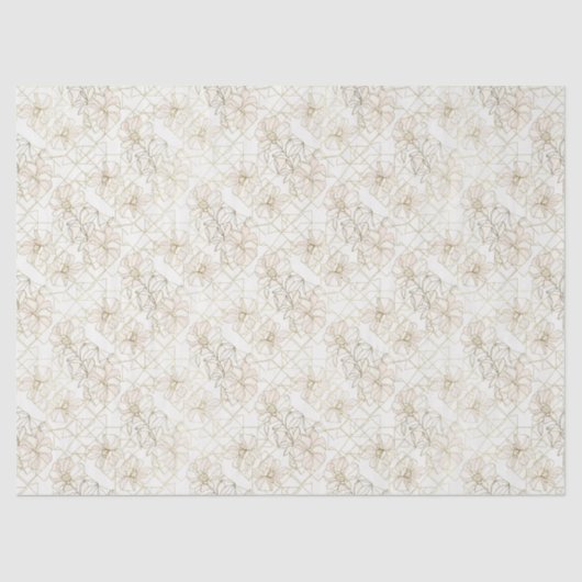 Papier Mousseline Minimal Botanical Line Art Pattern (1) (Recto)