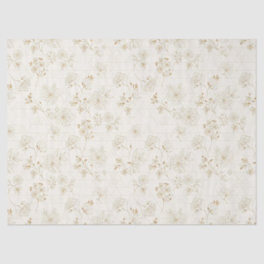 Papier Mousseline Minimal Botanical Line Art Pattern (2) (Recto)