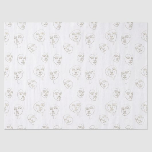 Papier Mousseline Minimal Female Face Line Pattern (1) (Recto)