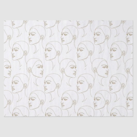 Papier Mousseline Minimal Female Face Line Pattern (2) (Recto)