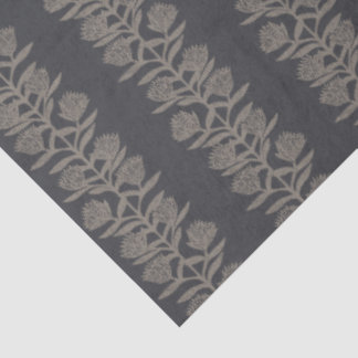 Papier Mousseline Minimaliste botanique florale sombre charbon noir