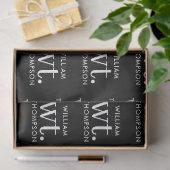 Papier Mousseline Minime moderne noir et blanc Nom monogramme (Cadeau)