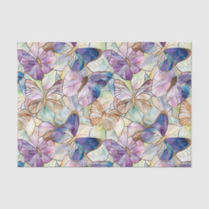 Papier Mousseline Mint Aqua Bleu Papillons pourpres
