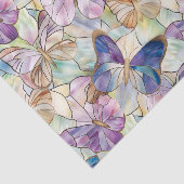 Papier Mousseline Mint Aqua Bleu Papillons pourpres (Détail)