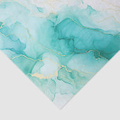 Papier Mousseline Mint Aqua Glam Elegant Marbre Or (Détail)