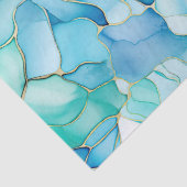 Papier Mousseline Mint Aqua Pearl Marbre or (Détail)