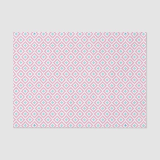 Papier Mousseline Mint et Coral Ikat Motif (Recto)