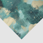 Papier Mousseline Mint Green Gold Trees Noël (Détail)