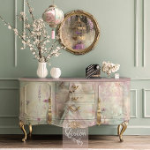 Papier Mousseline Mint Mauve Romance, Champ Floral, Colibri