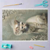 Papier Mousseline Mint Sage Allure Adorned Cat Roaring 20's  (Artisanat)