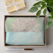 Papier Mousseline Mint vert et Persimmon rose Patiné Damask (Cadeau)