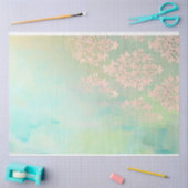 Papier Mousseline Mint vert et Persimmon rose Patiné Damask (Artisanat)