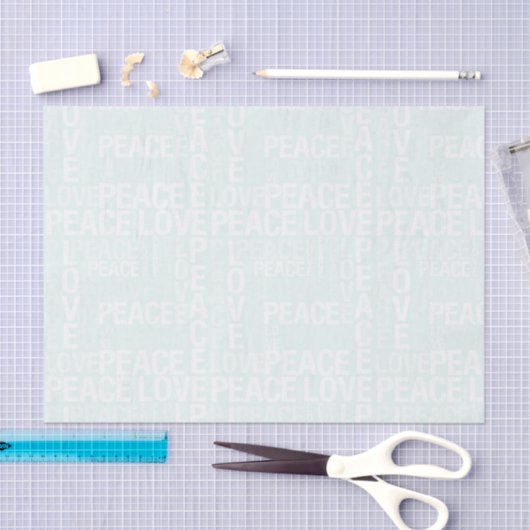 Papier Mousseline Mint White Peace Love Christmas (Artisanat)