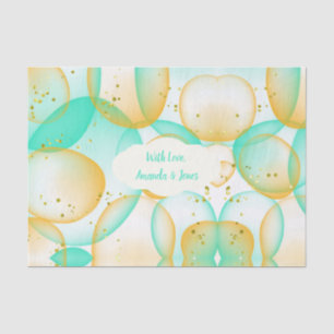 Papier Mousseline MintGreen Bulles d'Or Aquarelle Mariage Personnali