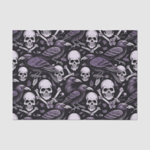 Papier Mousseline Minuit Macabre, Goth Crâne corbeau en violet