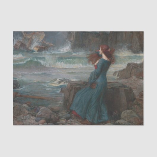 Papier Mousseline Miranda et la tempête par John William Waterhouse (Recto)