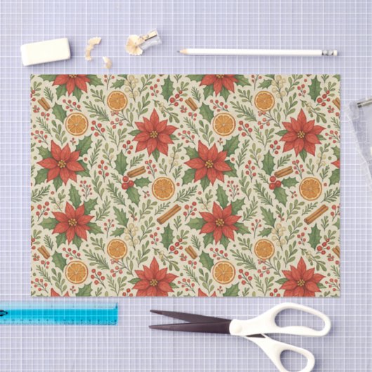 Papier Mousseline Mistletoe botanique classique Motif d'art floral (Artisanat)