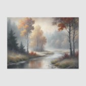 Papier Mousseline Misty Autumn River paysage découpage (Recto)