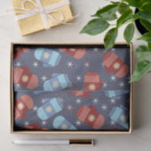Papier Mousseline Mittens et Stars d'hiver bleu (Cadeau)
