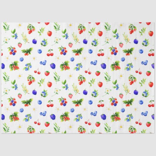 Papier Mousseline Mixed Berries Pattern (Recto)