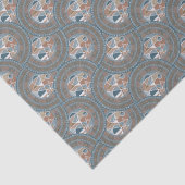 Papier Mousseline Mocha et Accent Abstrait Turquoise Mandala Ogee Sc (Détail)