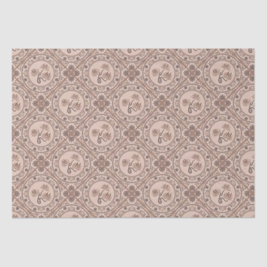 Papier Mousseline Mocha Rococo Revival Mandala Geo Diamond Tile (Recto)