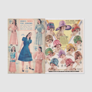 Papier Mousseline Mode féminine vintage chapeaux et robes
