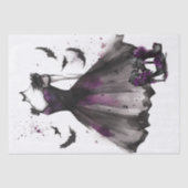 Papier Mousseline Mode Goth Bat | Robe gris violet talons hauts (Recto)