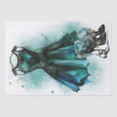 Papier Mousseline Mode Goth | Robe Turquoise avec talons hauts Abstr (Recto)