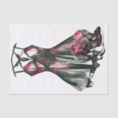 Papier Mousseline Mode Goth | Robe verte et rose avec Stilettos (Recto)