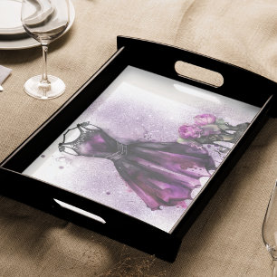 Papier Mousseline Mode Goth Robe violette avec haut talons plat