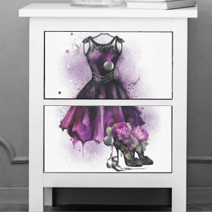 Papier Mousseline Mode Goth Robe violette avec haut talons plat