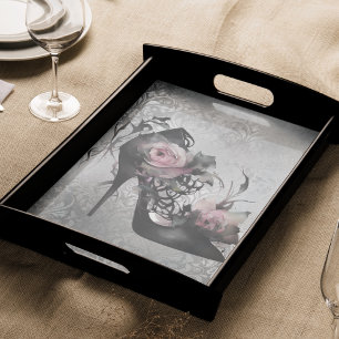 Papier Mousseline Mode gothique Stiletto talon avec Roses rose mauve