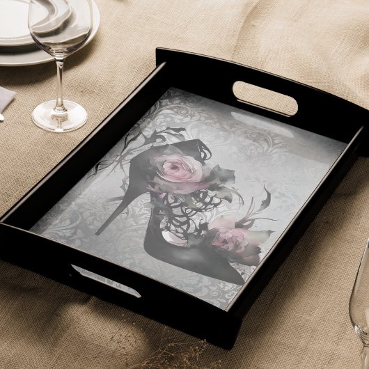 Papier Mousseline Mode gothique Stiletto talon avec Roses rose mauve