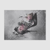 Papier Mousseline Mode gothique Stiletto talon avec Roses rose mauve (Recto)