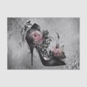 Papier Mousseline Mode gothique Stiletto talon avec Roses rose mauve (Recto)