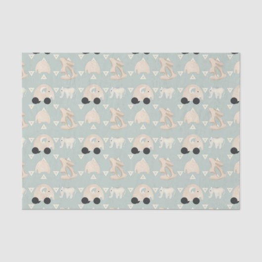 Papier Mousseline Modèle bébé éléphant vert (Recto)