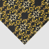 Papier Mousseline Modèle classique élégant chic or et noir Damask (Détail)