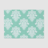 Papier Mousseline Modèle Damas blanc sur Aqua (Recto)