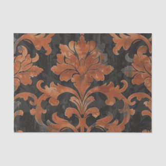 Papier Mousseline Modèle Damas Brown et orange