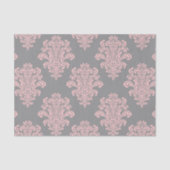 Papier Mousseline Modèle Damas rose et gris (Recto)