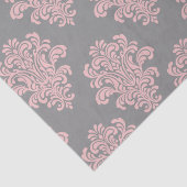 Papier Mousseline Modèle Damas rose et gris (Détail)