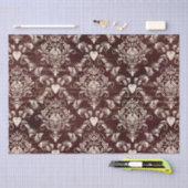 Papier Mousseline Modèle de damas gothique Brown et crème (Artisanat)