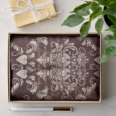 Papier Mousseline Modèle de damas gothique Brown et crème (Cadeau)