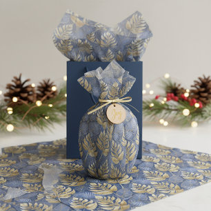 Papier Mousseline Modèle de Noël Blue Gold #29 ID1009