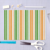 Papier Mousseline Modèle de rayures verticales orange vert blanc (Artisanat)