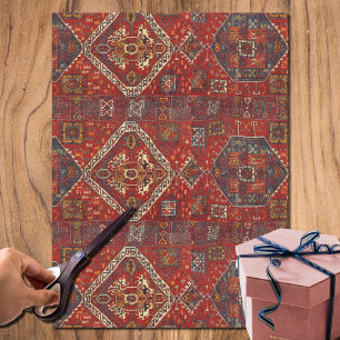 Papier Mousseline Modèle de tapis oriental en rouge foncé