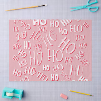 Papier Mousseline Modèle de texte de Noël HO HO HO blanc rouge rose